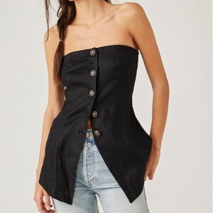 Free People Black Button Tube Top